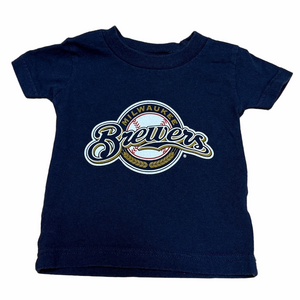 Rabbit Skins Navy Brewers Braun Baby Tee. Cotton MLB Sporty Activewear